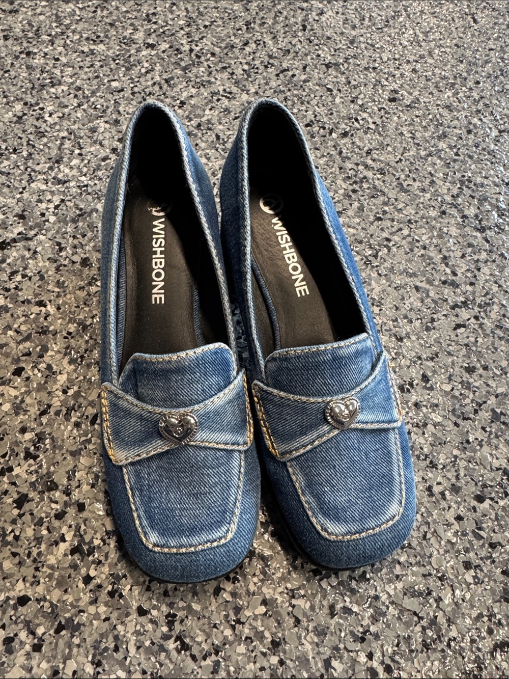 Wishbone Denim Heart-Accent Women's Loafers - Blue